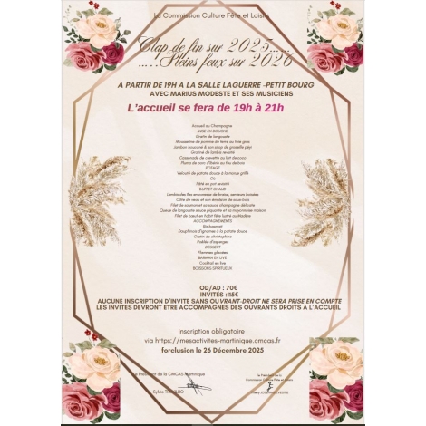 Réveillon Saint Sylvestre 31 décembre 2025